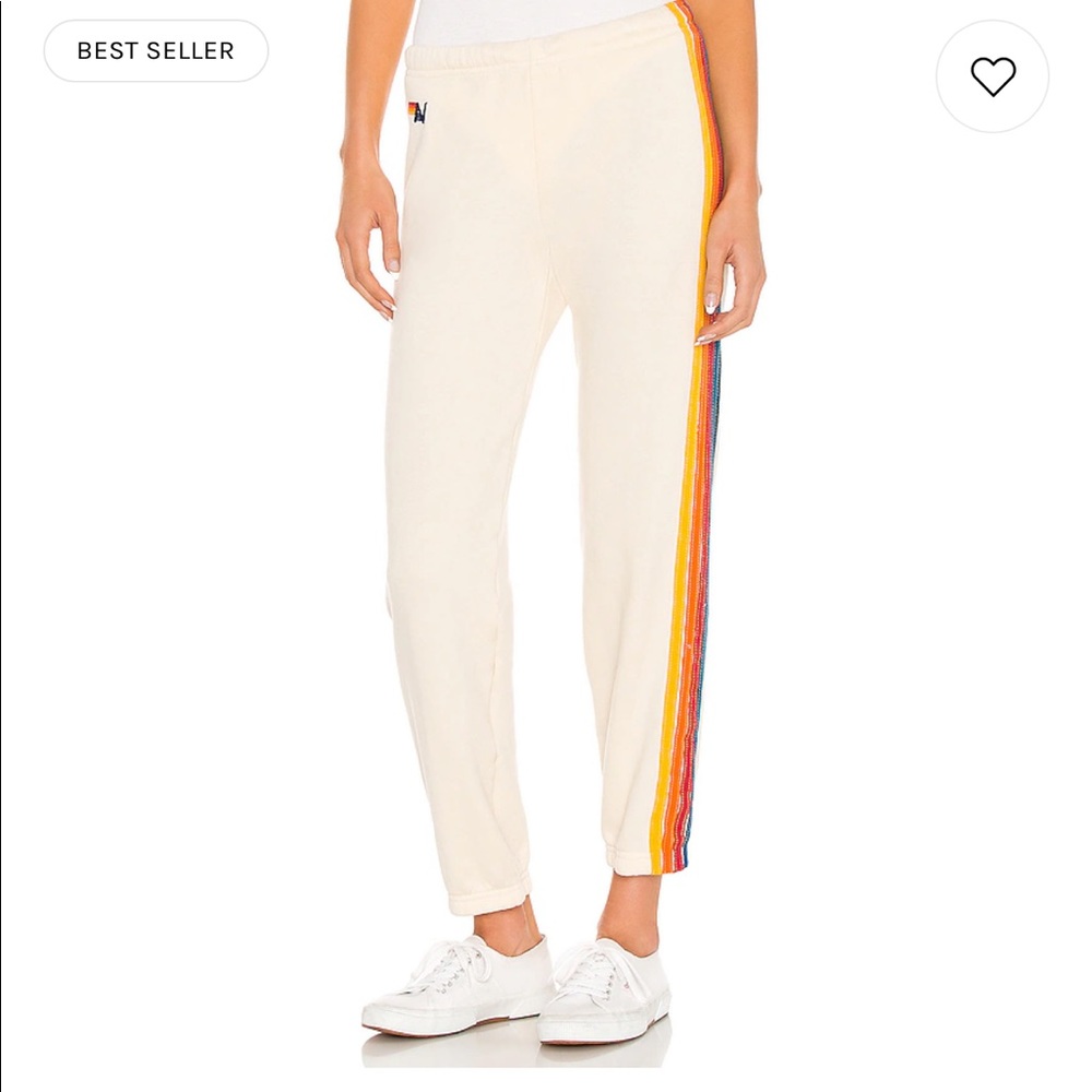 Aviator Nation 5 Stripe Sweatpant in Vintage White
